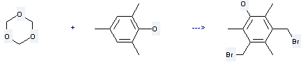s-Trioxane is used to produce 3,5-bis-bromomethyl-2,4,6-trimethyl-phenol by reaction with 2,4,6-trimethyl-phenol.